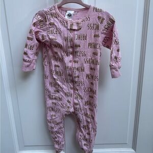 Gerber 6-9M Pink & Gold Girls Princess Long Sleeve Footie Pajamas